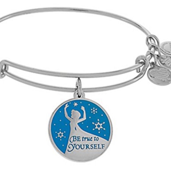 Disney Alex and Ani Frozen Elsa Be True to Yourself Silver Bangle Bracelet - NEW - Picture 2 of 2